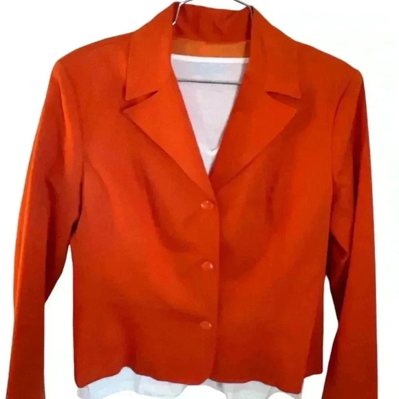 NEW 🌼  Vibrant “David Meister” Orange Blazer, Sz 12 - Picture 2 of 7